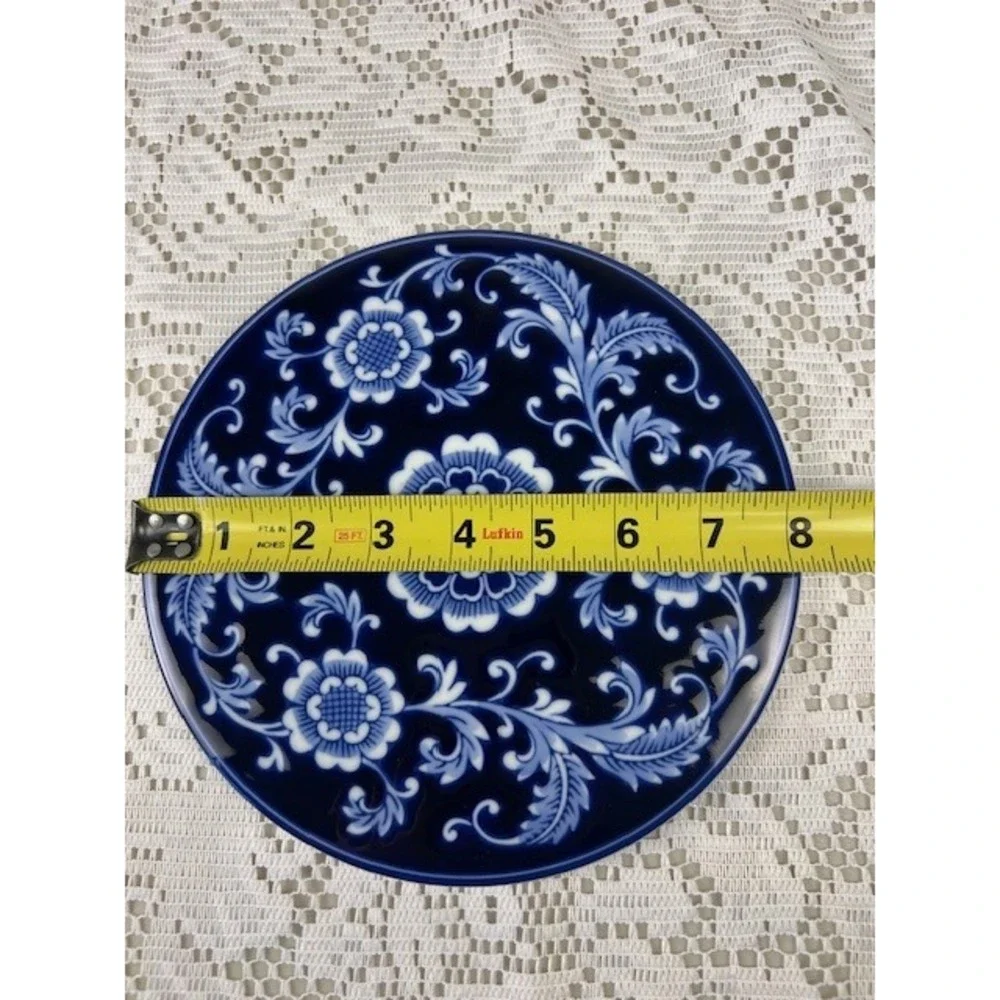 Pier‎ 1 Mandarin Porcelain Round Trivet Plate Cobalt Blue White Floral 8in